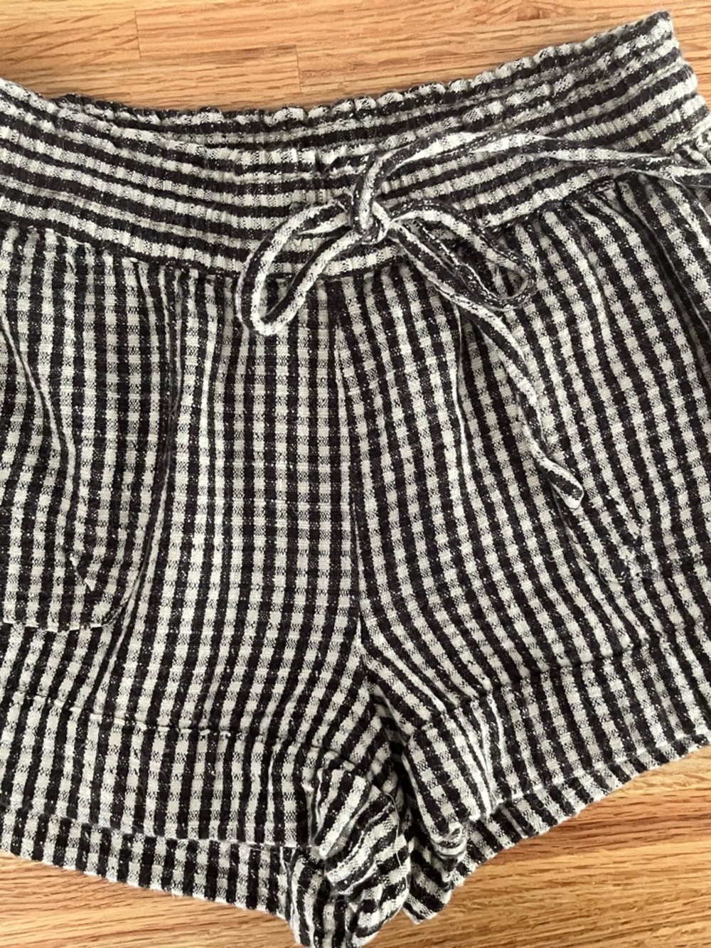Urban Outfitters Black and White Striped Drawstring Athletic Shorts